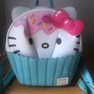 Rare Sanrio Hello Kitty loungefly Cupcake Kids Backpack - Pink, Teal, White